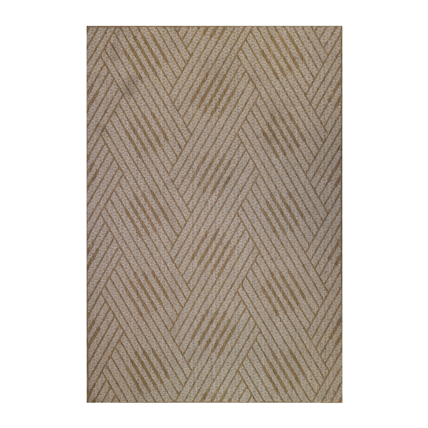 8' x 10' Beige Geometric Stain Resistant Indoor Outdoor Area Rug