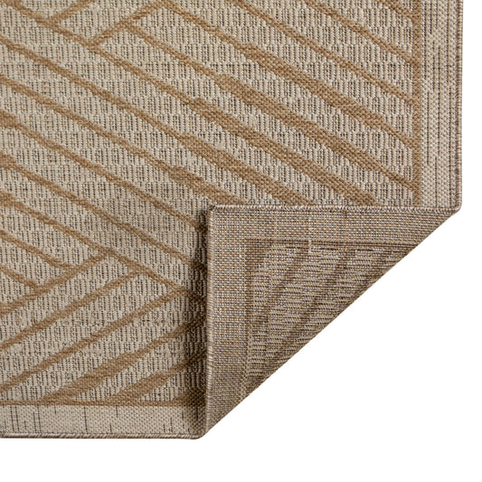 4' X 6' Beige Geometric Stain Resistant Indoor Outdoor Area Rug