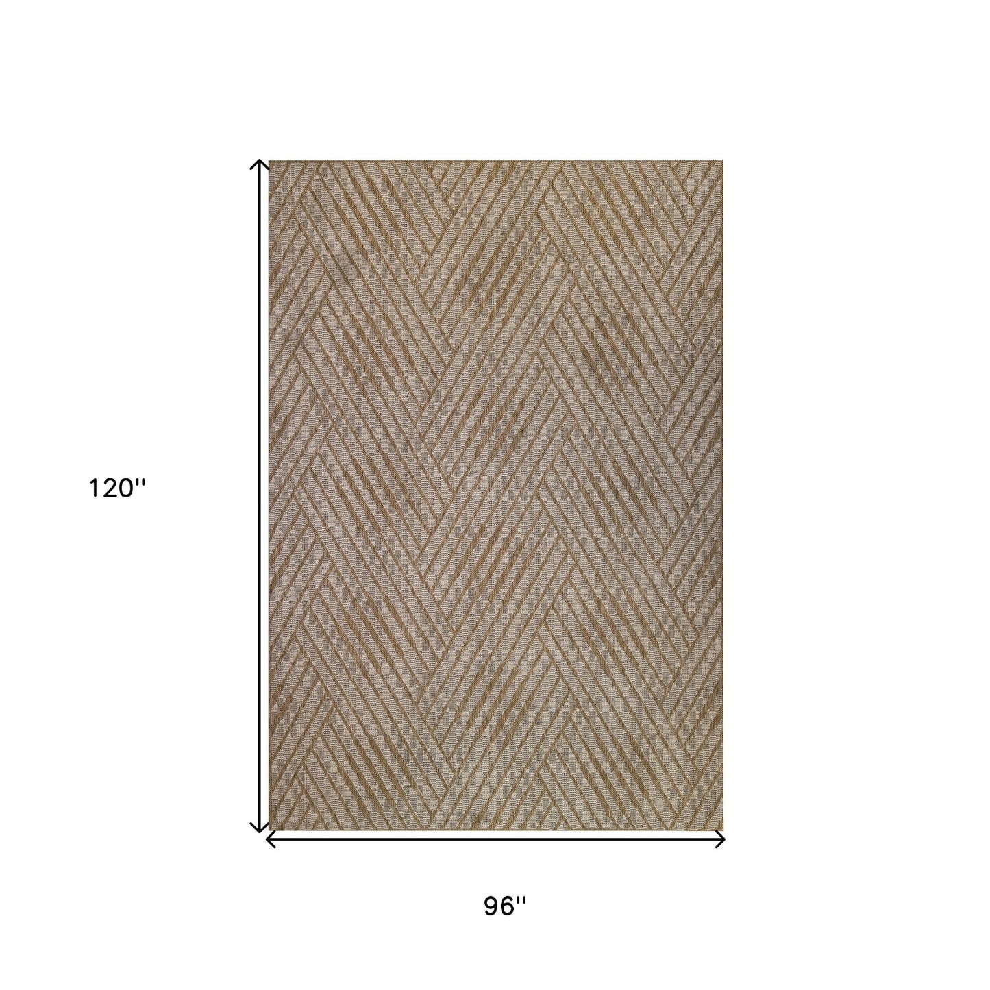 8' x 10' Beige Geometric Stain Resistant Indoor Outdoor Area Rug