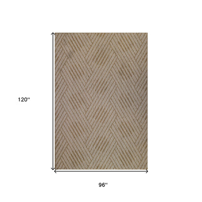 8' x 10' Beige Geometric Stain Resistant Indoor Outdoor Area Rug