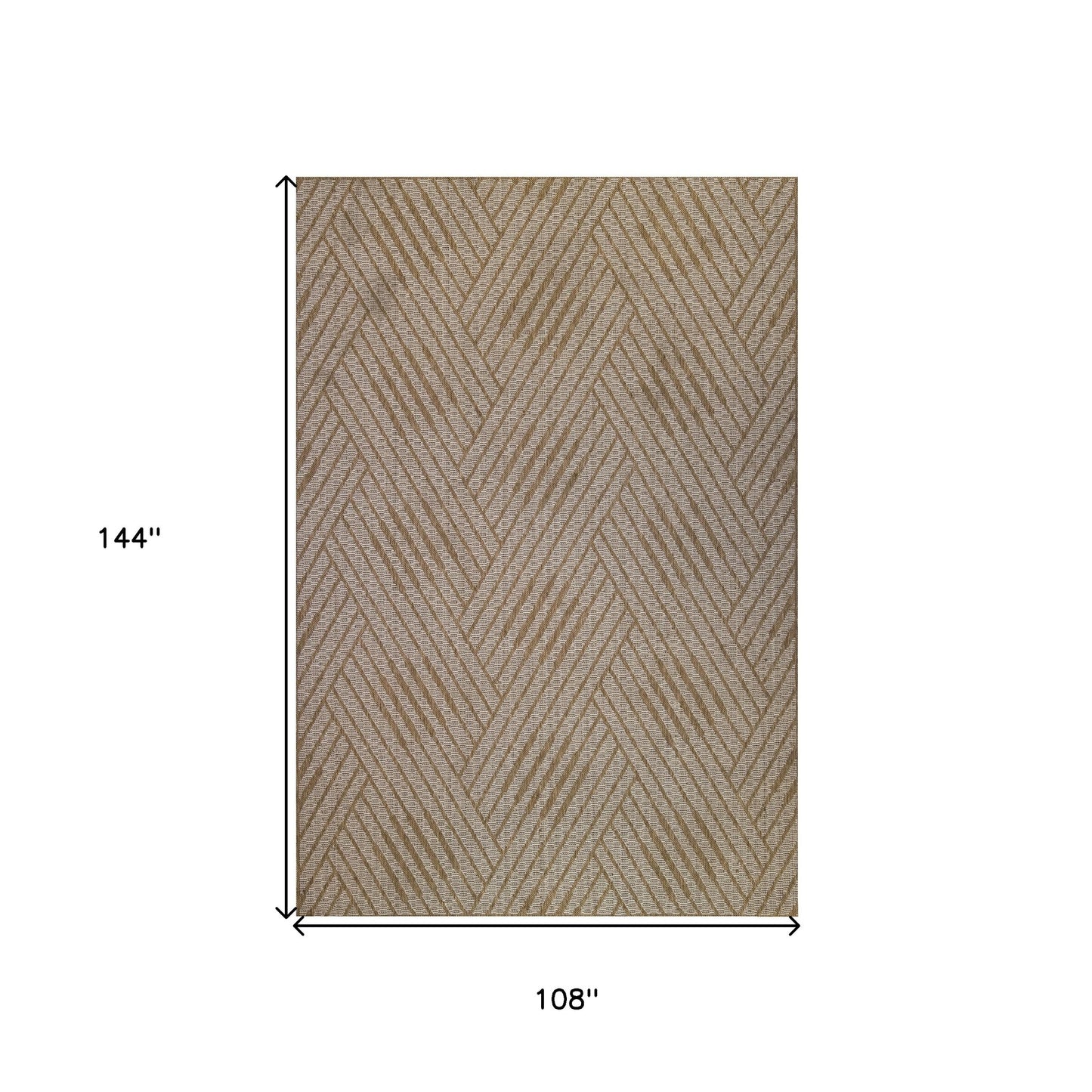 8' x 10' Beige Geometric Stain Resistant Indoor Outdoor Area Rug