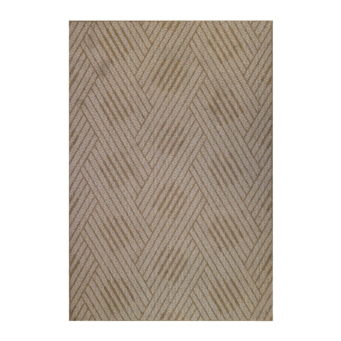 8' x 10' Beige Geometric Stain Resistant Indoor Outdoor Area Rug - FurniFindUSA