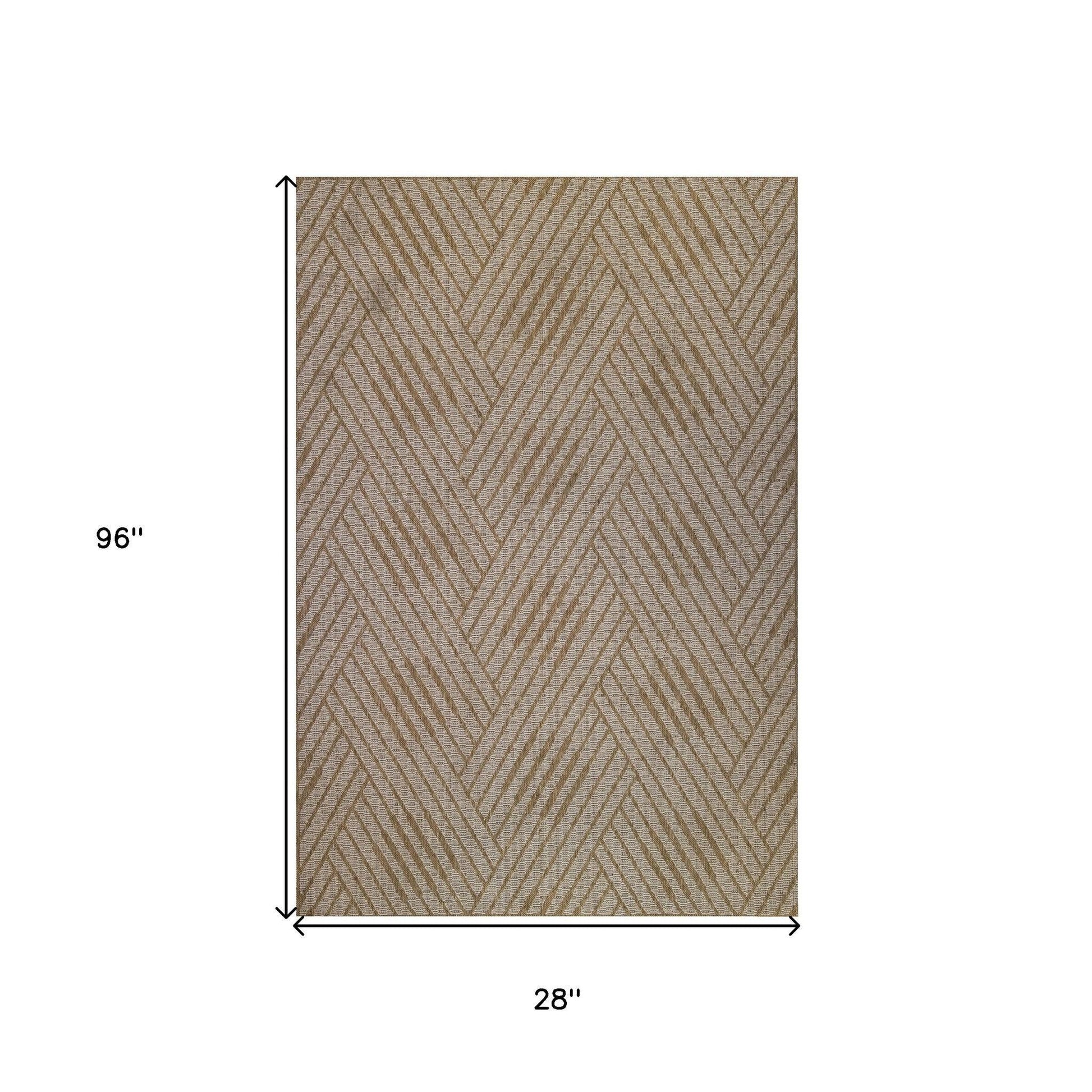 8' x 10' Beige Geometric Stain Resistant Indoor Outdoor Area Rug - FurniFindUSA