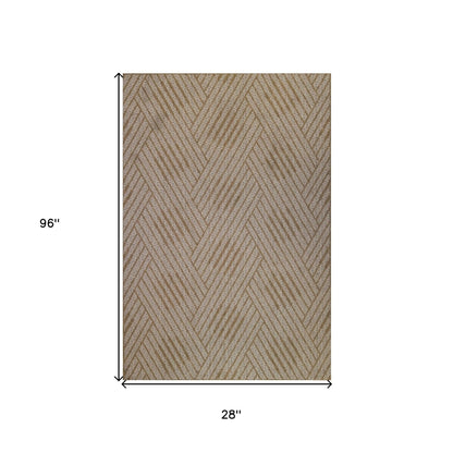 8' x 10' Beige Geometric Stain Resistant Indoor Outdoor Area Rug - FurniFindUSA