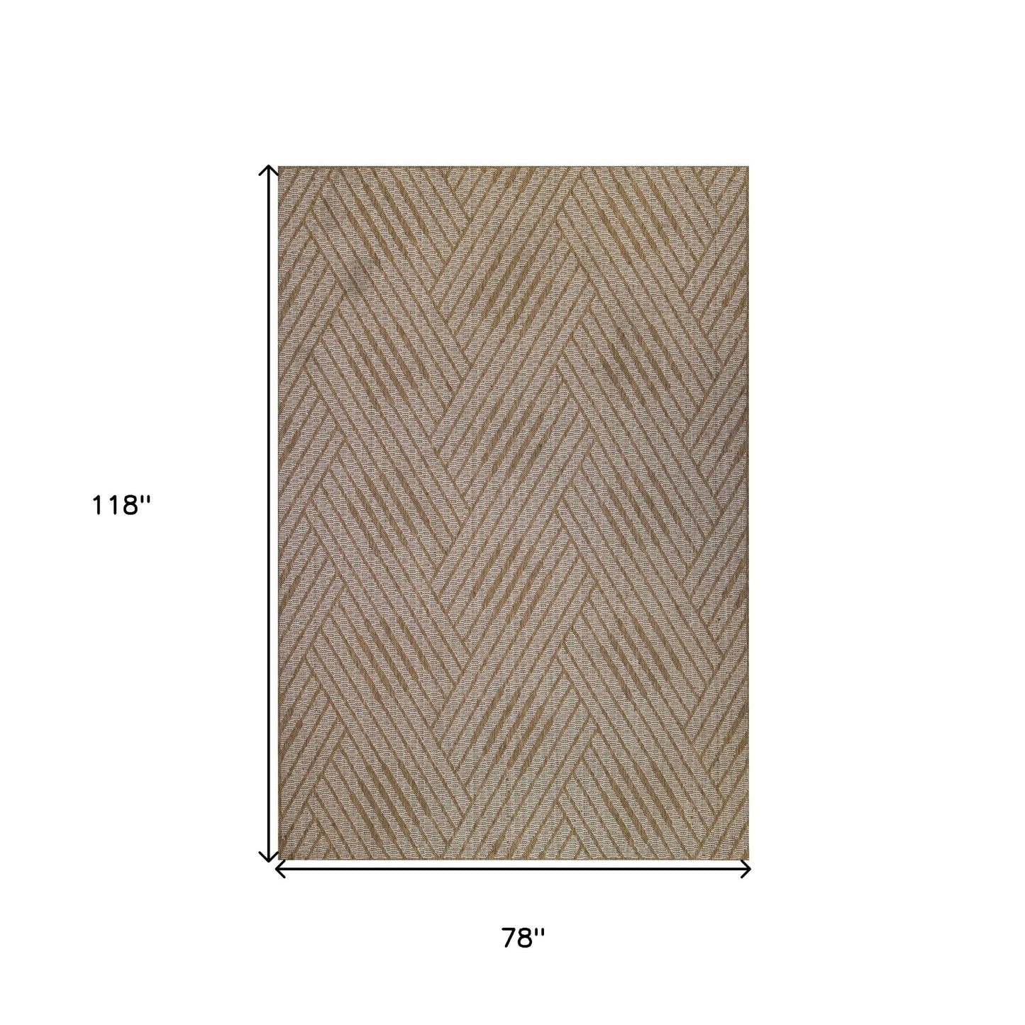 8' x 10' Beige Geometric Stain Resistant Indoor Outdoor Area Rug