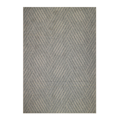 4' x 6' Gray and Blue Geometric Stain Resistant Indoor Outdoor Area Rug