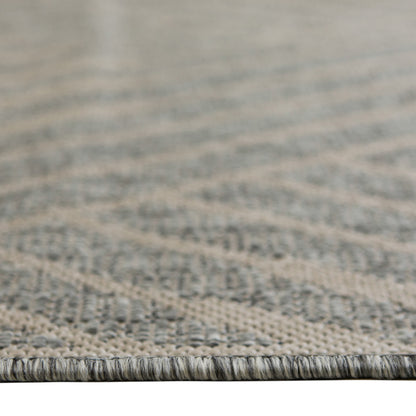 4' x 6' Gray and Blue Geometric Stain Resistant Indoor Outdoor Area Rug