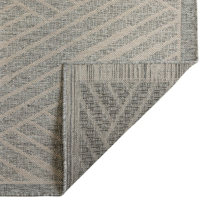 4' x 6' Gray and Blue Geometric Stain Resistant Indoor Outdoor Area Rug