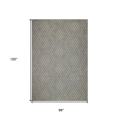8' X 10' Gray and Blue Geometric Stain Resistant Indoor Outdoor Area Rug HomeRoots