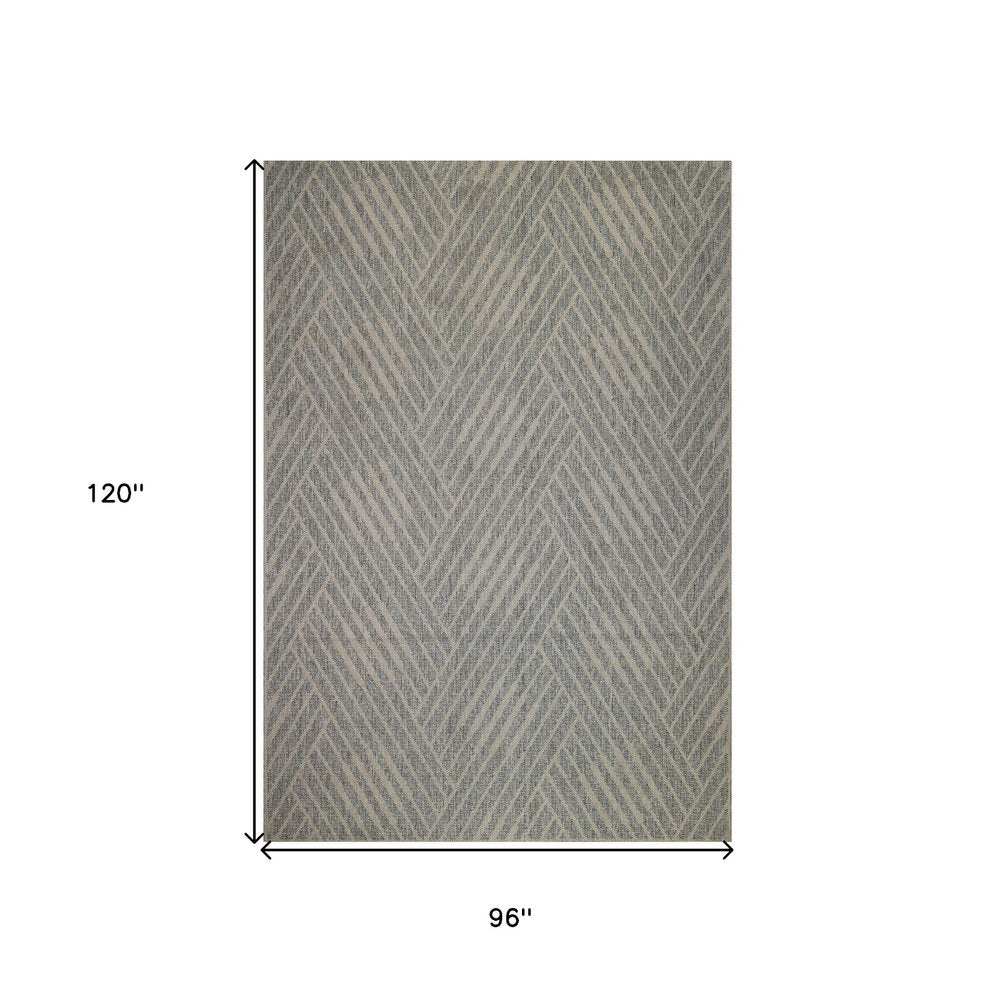 8' X 10' Gray and Blue Geometric Stain Resistant Indoor Outdoor Area Rug HomeRoots