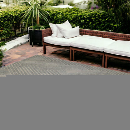 8' X 10' Gray and Blue Geometric Stain Resistant Indoor Outdoor Area Rug HomeRoots