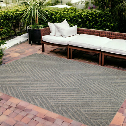 8' X 10' Gray and Blue Geometric Stain Resistant Indoor Outdoor Area Rug HomeRoots
