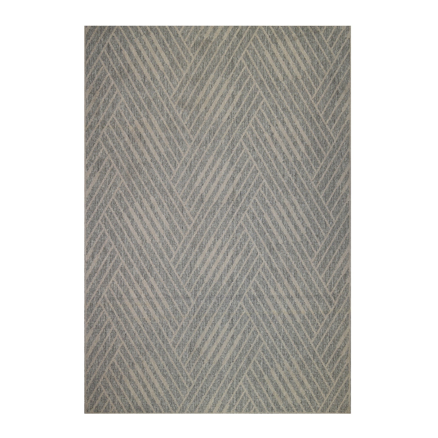 4' x 6' Gray and Blue Geometric Stain Resistant Indoor Outdoor Area Rug