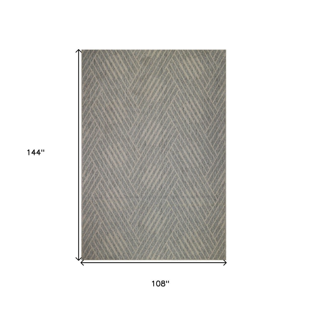 8' X 10' Gray and Blue Geometric Stain Resistant Indoor Outdoor Area Rug — view 154