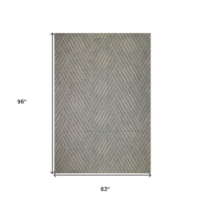 8' X 10' Gray and Blue Geometric Stain Resistant Indoor Outdoor Area Rug HomeRoots