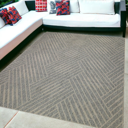 8' X 10' Gray and Blue Geometric Stain Resistant Indoor Outdoor Area Rug HomeRoots