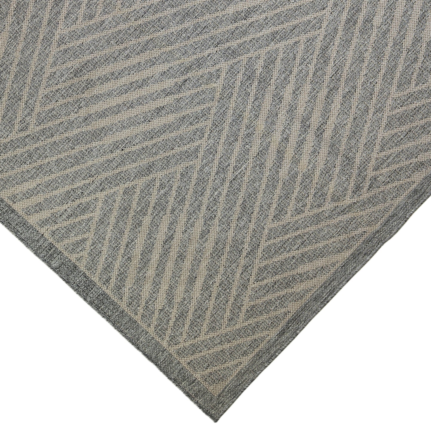 4' x 6' Gray and Blue Geometric Stain Resistant Indoor Outdoor Area Rug