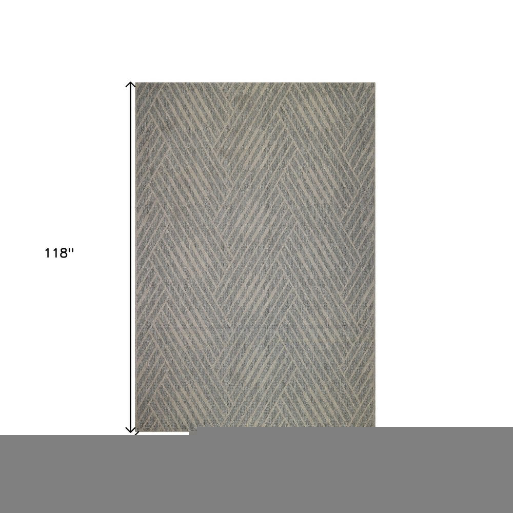 8' X 10' Gray and Blue Geometric Stain Resistant Indoor Outdoor Area Rug HomeRoots
