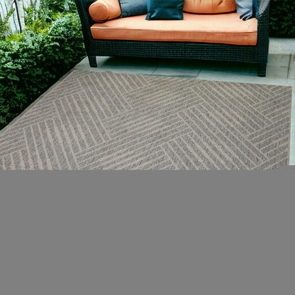 8' X 10' Gray and Blue Geometric Stain Resistant Indoor Outdoor Area Rug HomeRoots