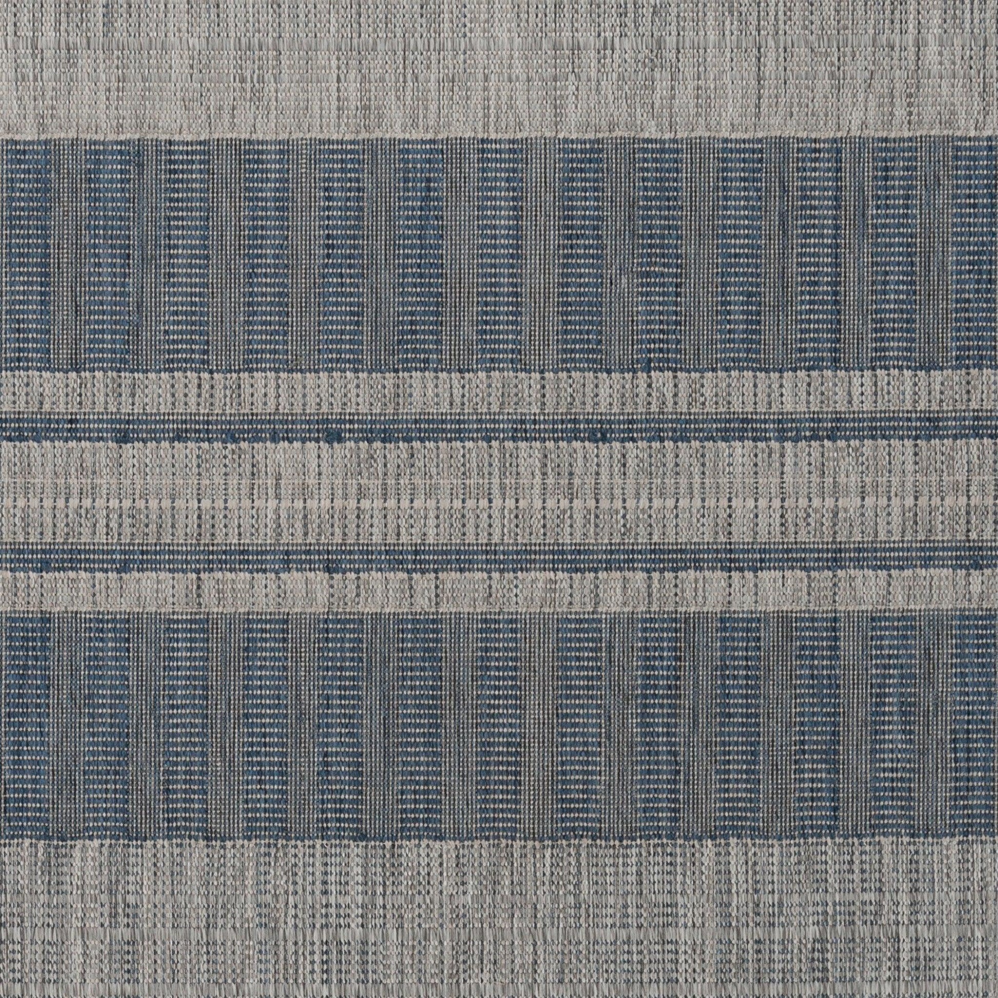 2' x 3' Blue and Gray Striped Stain Resistant Indoor Outdoor Area Rug - FurniFindUSA