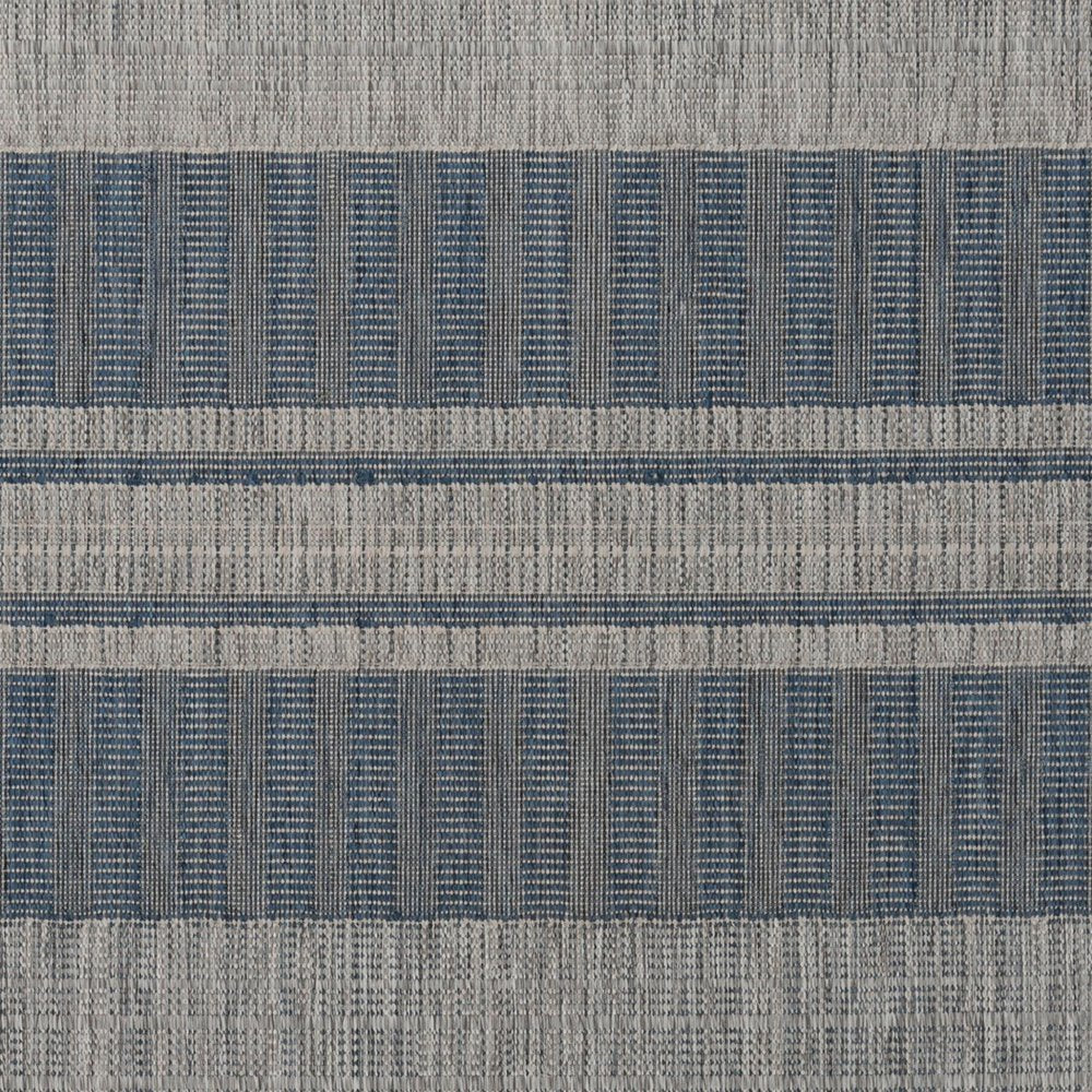 2' X 3' Blue and Gray Striped Stain Resistant Indoor Outdoor Area Rug — view 2