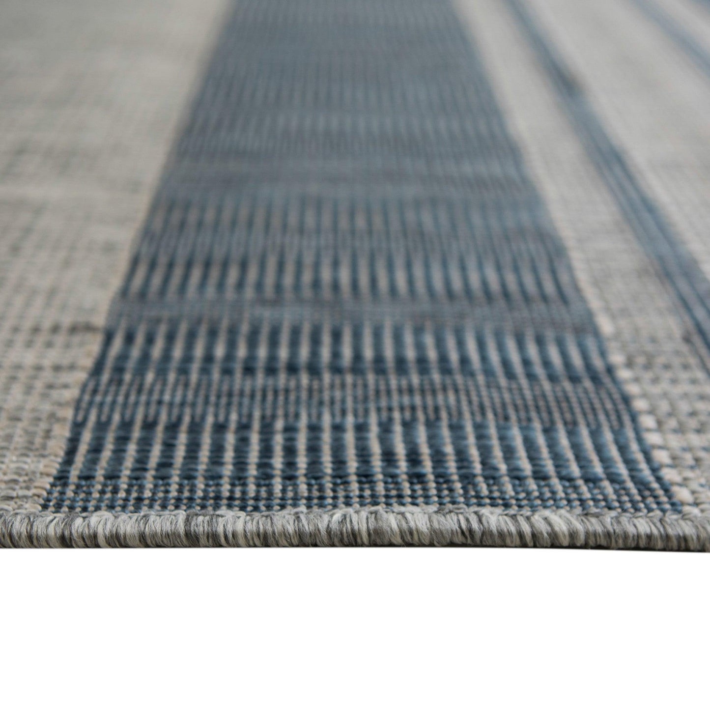 2' x 3' Blue and Gray Striped Stain Resistant Indoor Outdoor Area Rug - FurniFindUSA