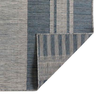 2' x 3' Blue and Gray Striped Stain Resistant Indoor Outdoor Area Rug - FurniFindUSA