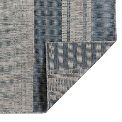 2' X 3' Blue and Gray Striped Stain Resistant Indoor Outdoor Area Rug HomeRoots