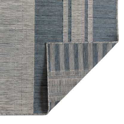 6' x 9' Blue and Gray Striped Stain Resistant Indoor Outdoor Area Rug