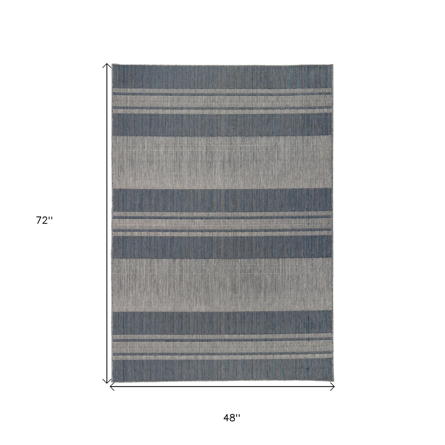 6' x 9' Blue and Gray Striped Stain Resistant Indoor Outdoor Area Rug