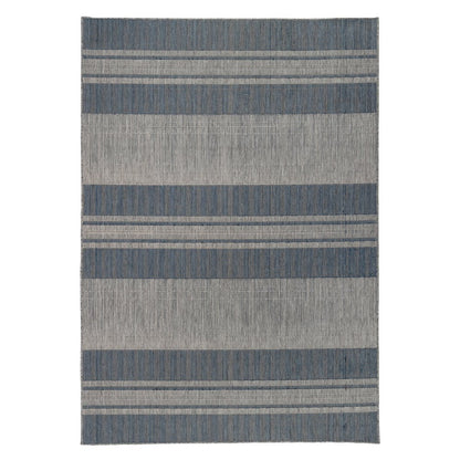 8' X 10' Blue and Gray Striped Stain Resistant Indoor Outdoor Area Rug HomeRoots