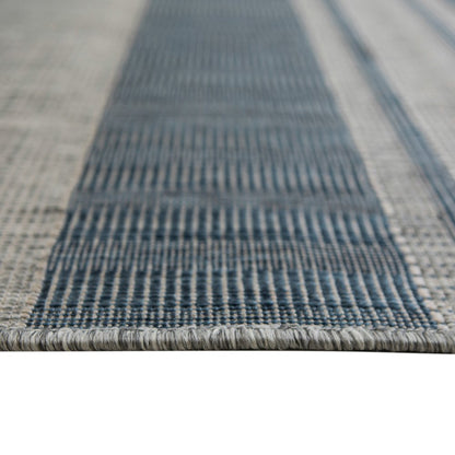 8' X 10' Blue and Gray Striped Stain Resistant Indoor Outdoor Area Rug HomeRoots