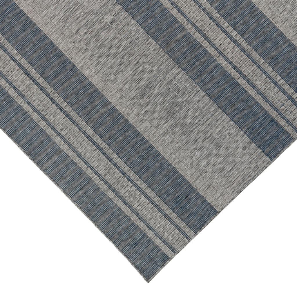 4' x 6' Blue and Gray Striped Stain Resistant Indoor Outdoor Area Rug - FurniFindUSA