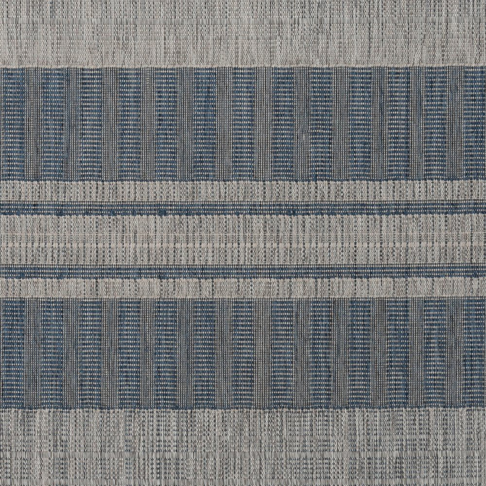8' X 10' Blue and Gray Striped Stain Resistant Indoor Outdoor Area Rug HomeRoots
