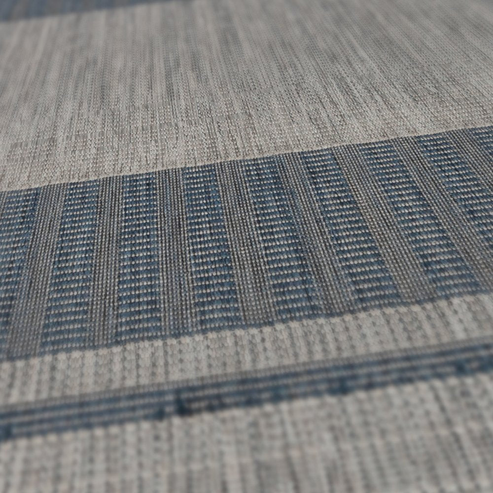 8' X 10' Blue and Gray Striped Stain Resistant Indoor Outdoor Area Rug — view 25