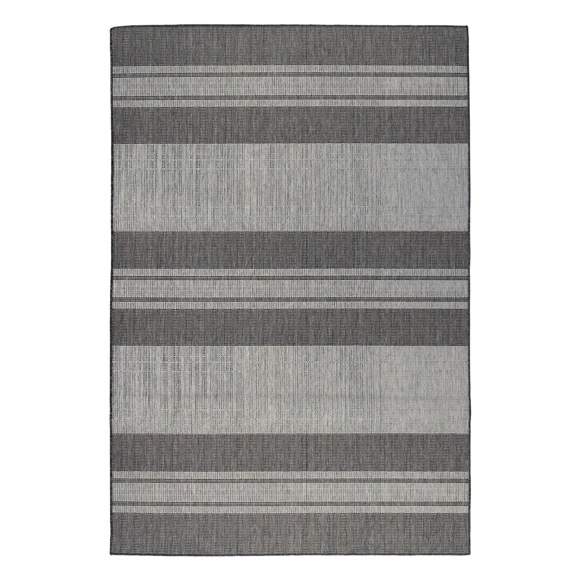 4' x 6' Blue and Gray Striped Stain Resistant Indoor Outdoor Area Rug - FurniFindUSA