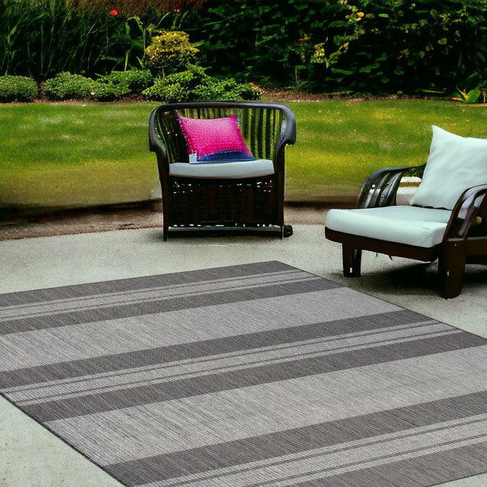 4' x 6' Blue and Gray Striped Stain Resistant Indoor Outdoor Area Rug - FurniFindUSA