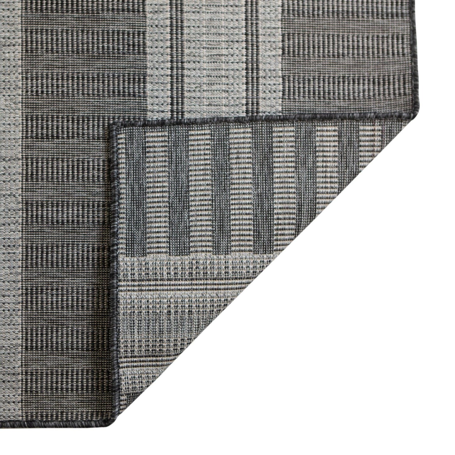 6' x 9' Blue and Gray Striped Stain Resistant Indoor Outdoor Area Rug - FurniFindUSA