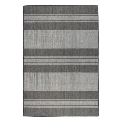 4' x 6' Blue and Gray Striped Stain Resistant Indoor Outdoor Area Rug - FurniFindUSA