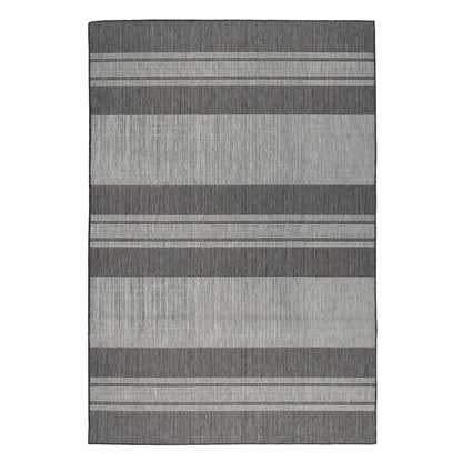 6' x 9' Blue and Gray Striped Stain Resistant Indoor Outdoor Area Rug - FurniFindUSA
