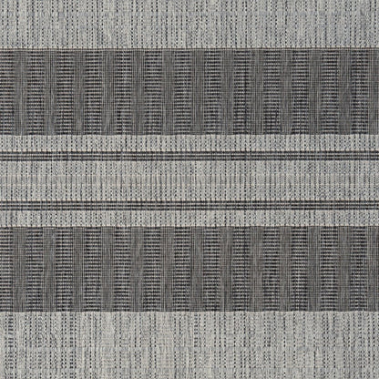 8' X 10' Blue and Gray Striped Stain Resistant Indoor Outdoor Area Rug HomeRoots