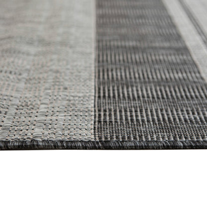8' X 10' Blue and Gray Striped Stain Resistant Indoor Outdoor Area Rug HomeRoots