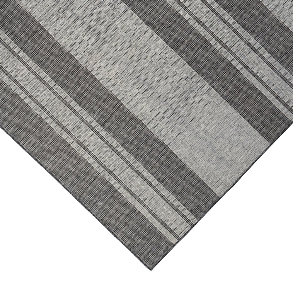 8' X 10' Blue and Gray Striped Stain Resistant Indoor Outdoor Area Rug HomeRoots