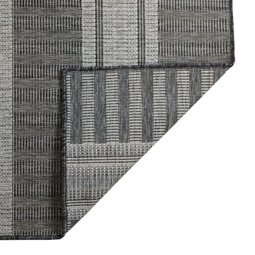 8' X 10' Blue and Gray Striped Stain Resistant Indoor Outdoor Area Rug HomeRoots