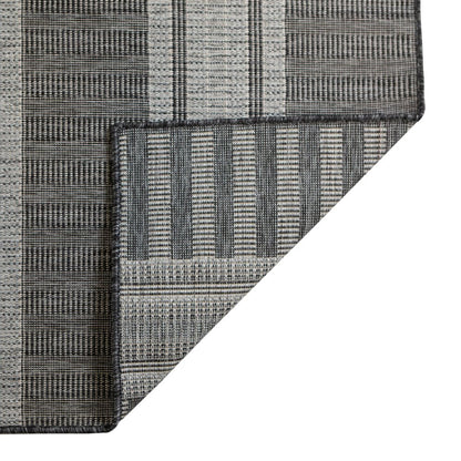 8' X 10' Blue and Gray Striped Stain Resistant Indoor Outdoor Area Rug HomeRoots