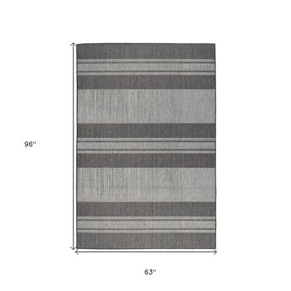 4' x 6' Blue and Gray Striped Stain Resistant Indoor Outdoor Area Rug - FurniFindUSA