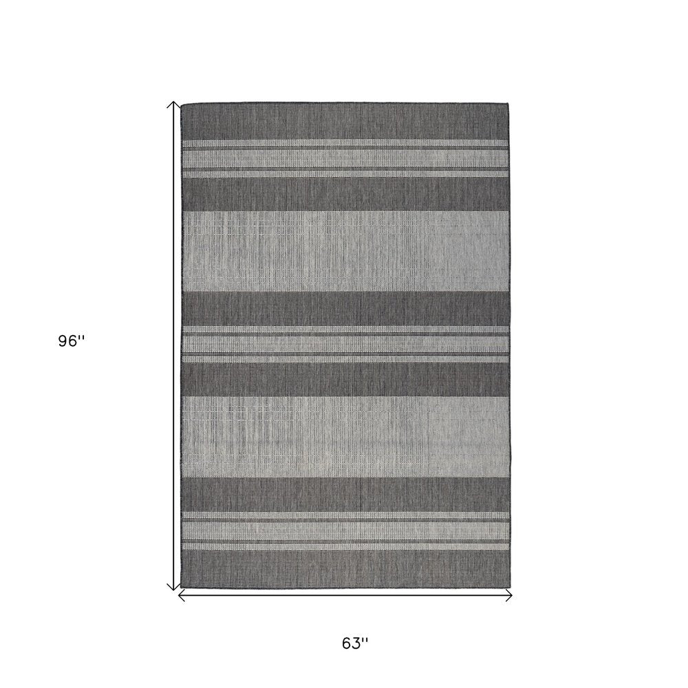 8' X 10' Blue and Gray Striped Stain Resistant Indoor Outdoor Area Rug HomeRoots