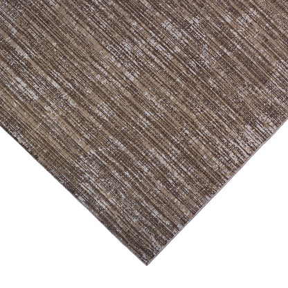 9' x 12' Brown and Ivory Striped Stain Resistant Indoor Outdoor Area Rug - FurniFindUSA