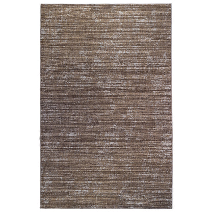 8' X 10' Brown and Ivory Striped Stain Resistant Indoor Outdoor Area Rug