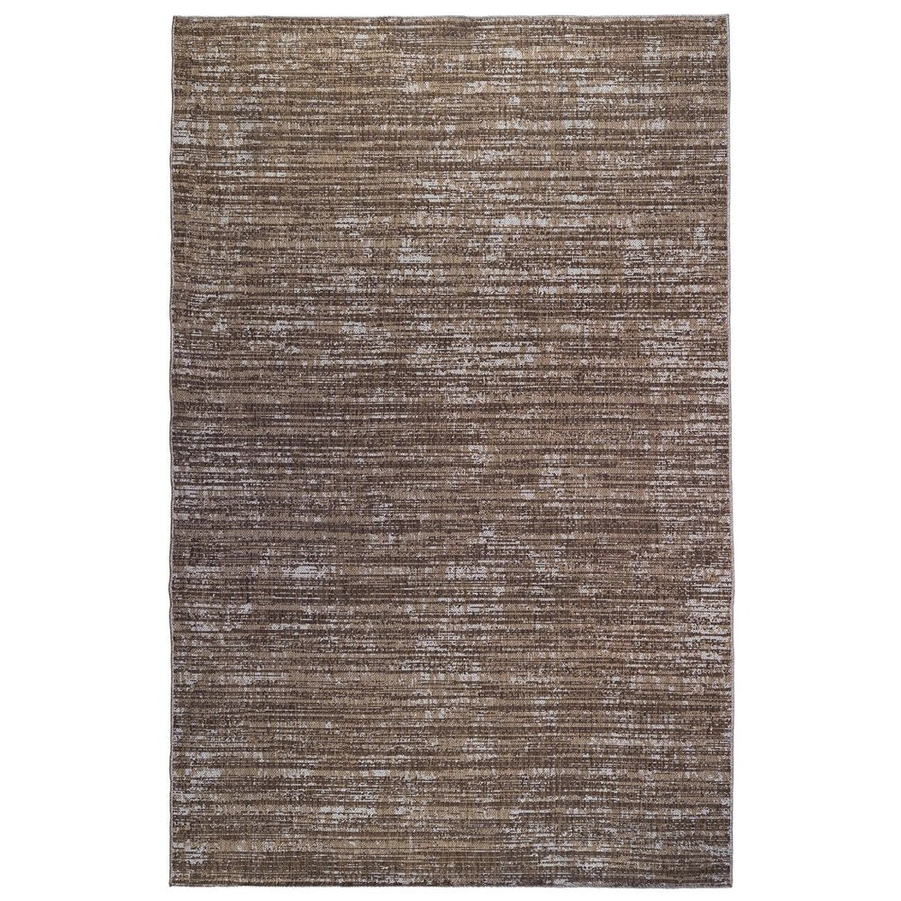 8' X 10' Brown and Ivory Striped Stain Resistant Indoor Outdoor Area Rug — view 1